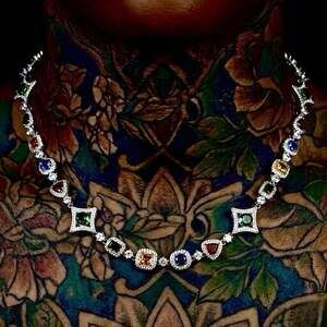 Silver Multi Color Necklace 20 Inch 2 E 47